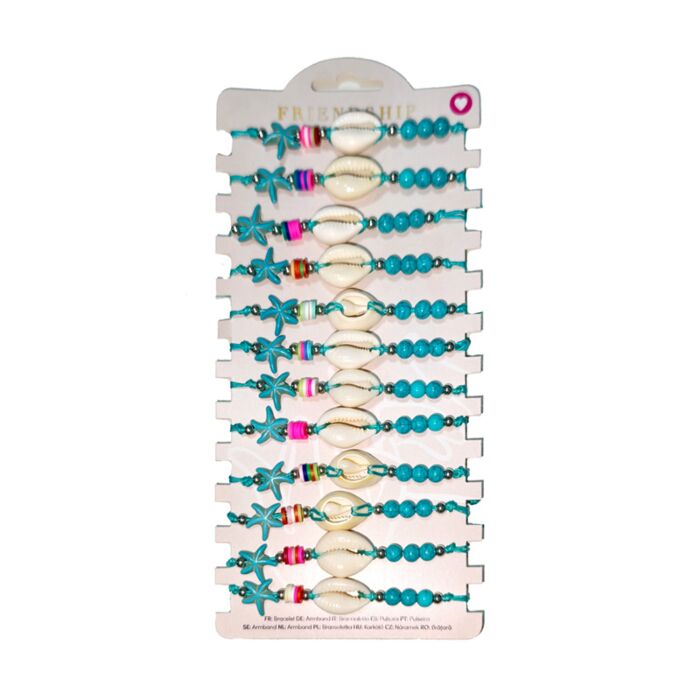 Divat Karkötő - Világoskék Gyöngyök, Kagylók és Tengeri Csillag