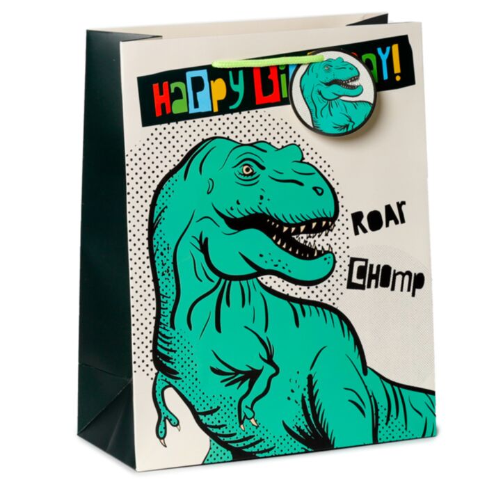 Ajándéktasak 26x12x33cm - Boldog Születésnapot! - Dinoszaurusz Világ