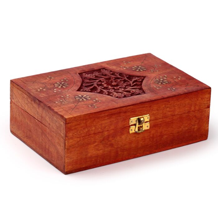 Esszenciális Olaj Tartó Doboz, Mangó Fából - Design 2 (24 Üvegcséhez)