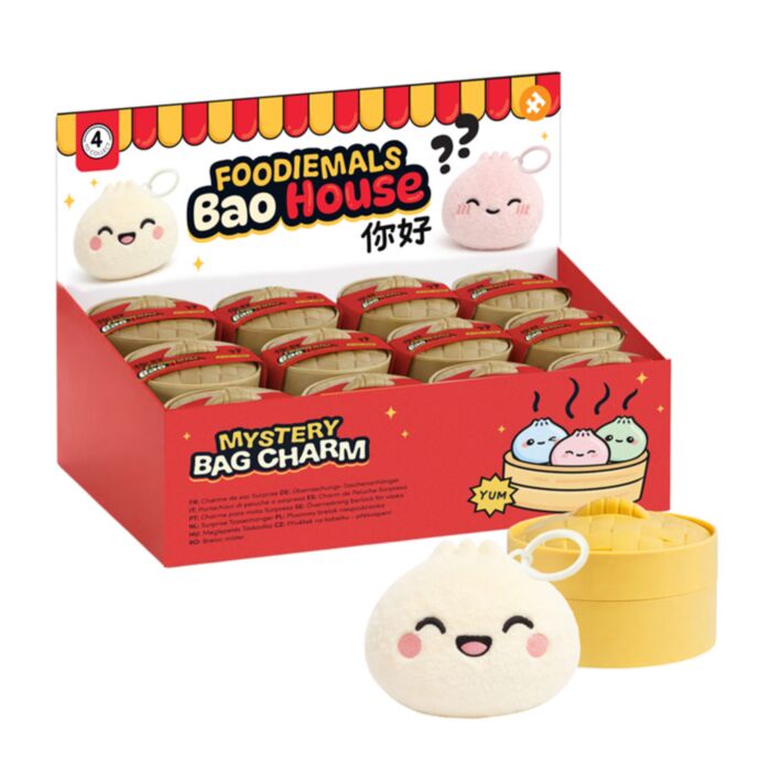 Kulcstartó Táskadísz, Plüss - Meglepetés Dobozban - Bao Bun Gőzgombóc - Foodiemals
