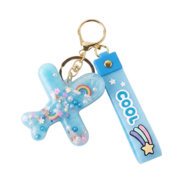 Folyadékos Kulcstartó Táskadísz 3D, PVC - Repülő & Szivárvány QUIRKEYS