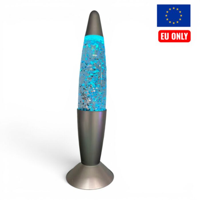 Színváltoztatós Lámpa Glitterrel, USB-Töltős - Ezüst