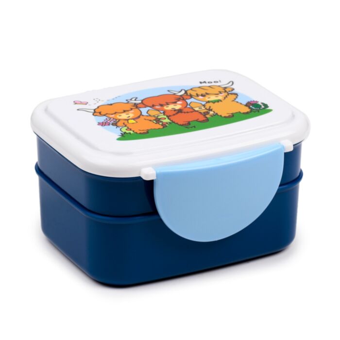 Bento Ételhordó Doboz Evőeszközökkel, Pattintós Tető - Skót Marha - Édes Állatok