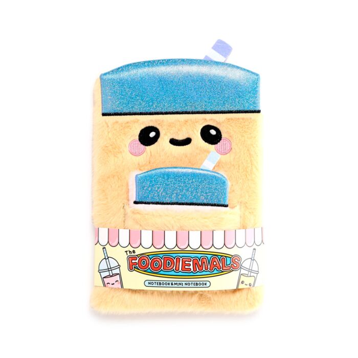 Plüss Napló Zsebében Mini Notesszel - Boba, a Bubble Tea - Foodiemals