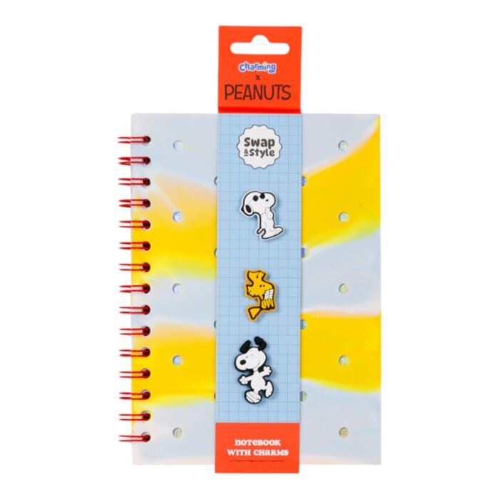 Vonalas Notesz A5 Díszekkel, Szilikon Borítóval - Snoopy & Woodstock - Peanuts