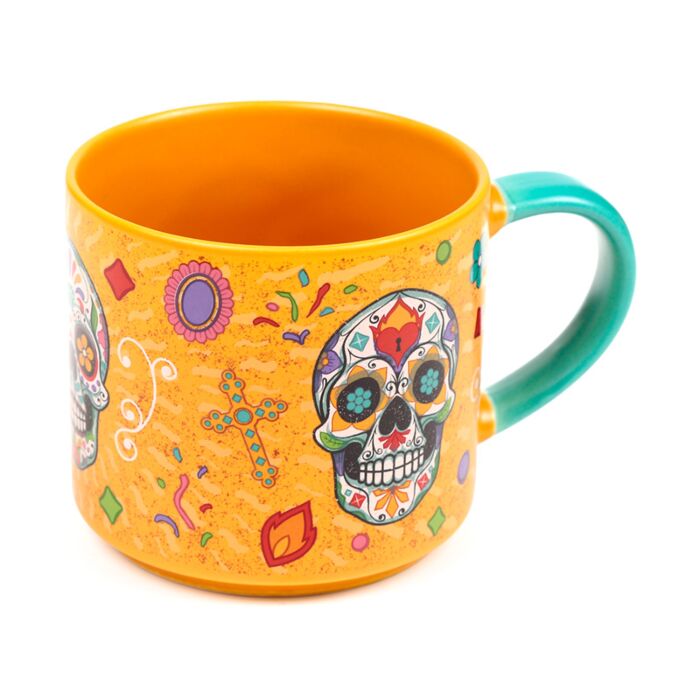 Bögre, Porcelán - Nagy - Day of the Dead - Mexikói Koponyák