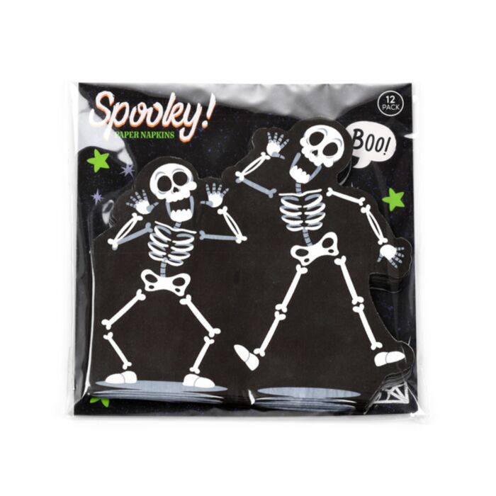 3 Rétegű Szalvéta Csomag, 12 db, Halloween - Csontváz Forma - Kísérteties SPOOKY