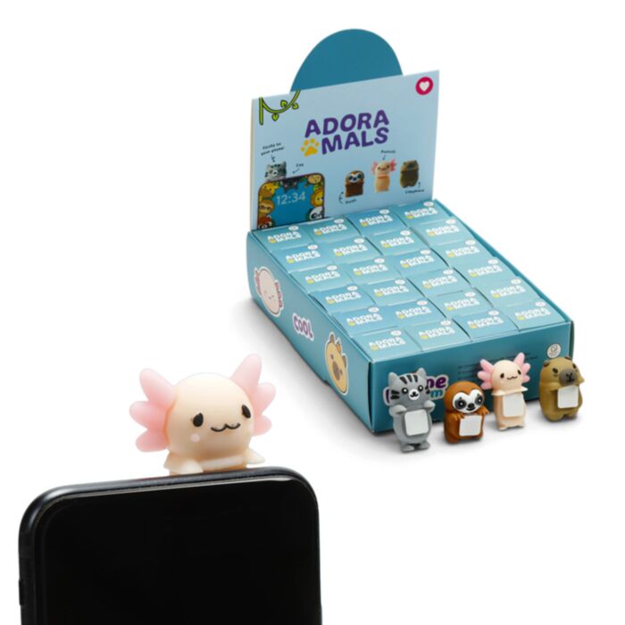 Öntapadós 3D PVC Telefondísz - Édes Állatok ADORAMALS/Axolotl-Lajhár-Kapibara-Macska