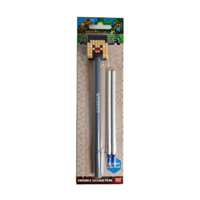 Toll Szilikon Topperrel, Vékony Hegyű + 2 Tollbetét - Steve - Minecraft