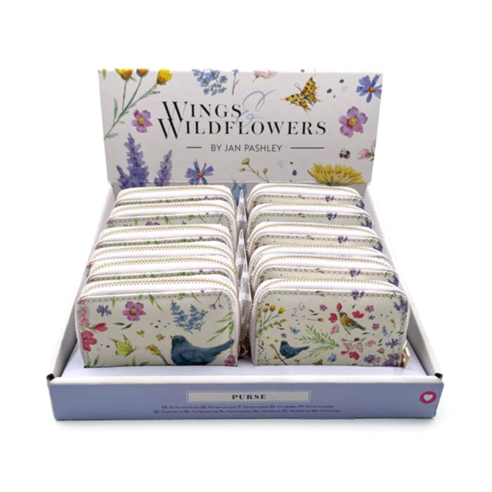 Pénztárca, Cipzáras, Kicsi - Madarak&Vadvirágok - Wings&Wildflowers JAN PASHLEY