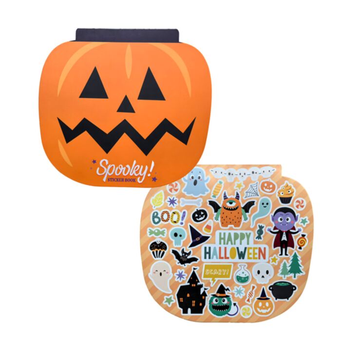 Matricás Könyv, 10 Lapos - Halloweeni Tök Formájú - Kísérteties SPOOKY