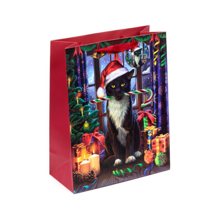 Ajándéktasak 26x12x33cm, Karácsonyi - Karácsonyi Krampusz Macska - Lisa Parker