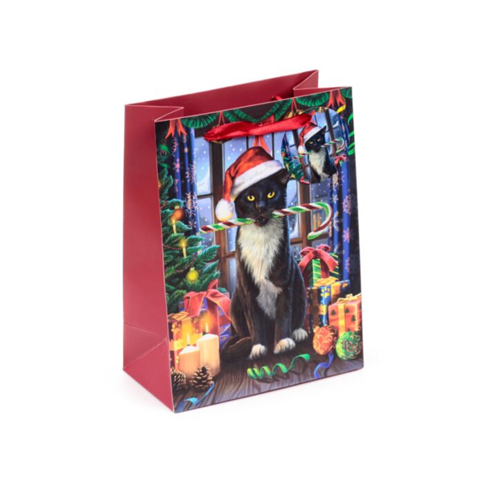 Ajándéktasak 17x9x23cm, Karácsonyi - Karácsonyi Krampusz Macska - Lisa Parker