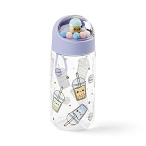 Kulacs Pomponos Tetővel, Gyerekeknek, Ütésálló 350ml - Bubble Tea - Foodiemals