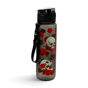 Kulacs 600ml, Csőrös, Ütésálló - Koponyák & Rózsák
