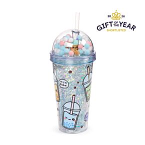 Pohár Pomponos Tetővel és Szívószállal - Bubble Tea - Foodiemals