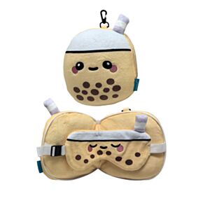 Utazópárna Szemmaszkkal, Plüss RELAXEAZZZ - Bubble Tea - Foodiemals