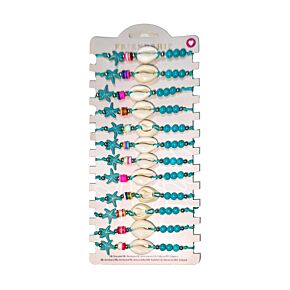 Divat Karkötő - Világoskék Gyöngyök, Kagylók és Tengeri Csillag