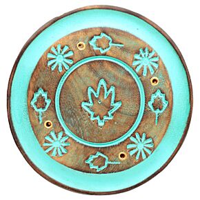 Füstölő Égető, Mangó Fából, Kerek - Zöld Levél Füstölő Égető, Mangó Fából, Kerek - Zöld Levél