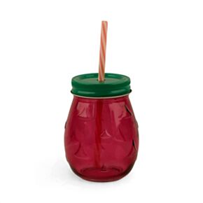 Befőttes Üveg Korsó Tetővel & Szívószállal - Eper Formájú - Foodiemals