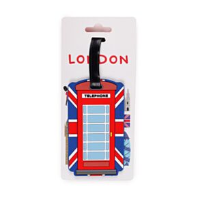 Bőröndcimke, PVC - Londoni Telefonfülke Angol Zászlóval