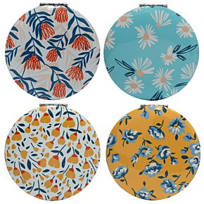 Kompakt Tükör, Fém - Pünkösdi Rózsa, Protea Virág, Boglárka Virág és Margaréta Kompakt Tükör, Fém - Pünkösdi Rózsa, Protea Virág, Boglárka Virág és Margaréta