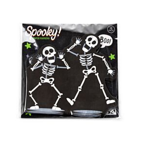 3 Rétegű Szalvéta Csomag, 12 db, Halloween - Csontváz Forma - Kísérteties SPOOKY