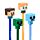 Szilikon Topperes Törölhető Toll Szett, 4 db-os - Chibi Stílus - Minecraft